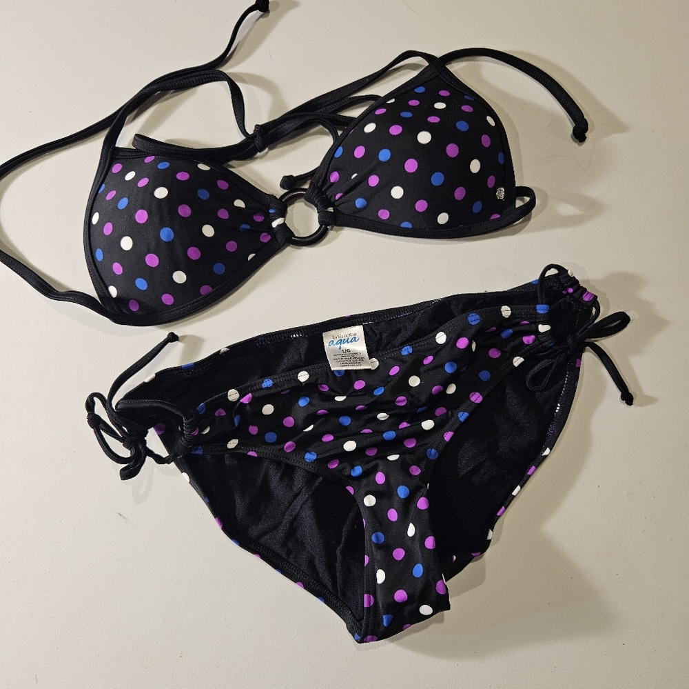 Aqua Polka Dot Bikini Set